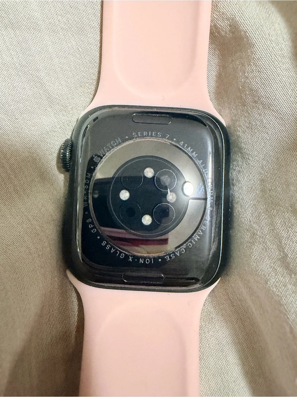 Apple Watch with Light Pink Silicone Band